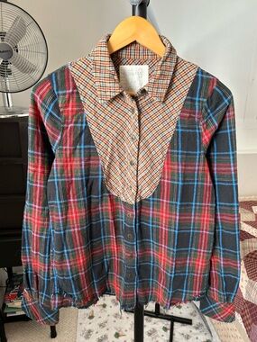 Free People Plaid Flannel Button Down Shirt Small